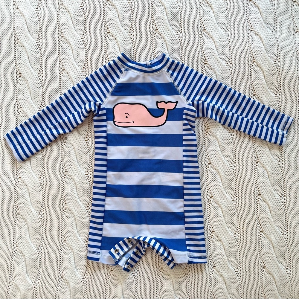 Vineyard Vines Blue and White Striped Kids Swim One Piece